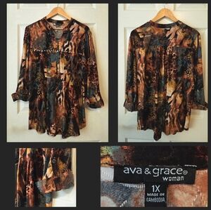 Animal-Print Tunic Blouse